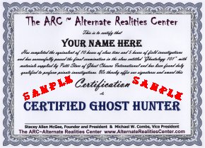 Ghost Hunter Training Certificate